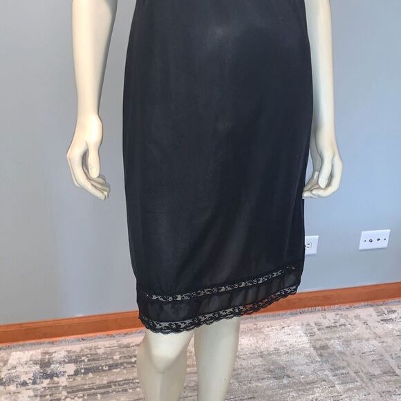 Vintage Slip Dress Black Lace Lingerie Sliperfection Nylon Tricot Antron III - Picture 3 of 11